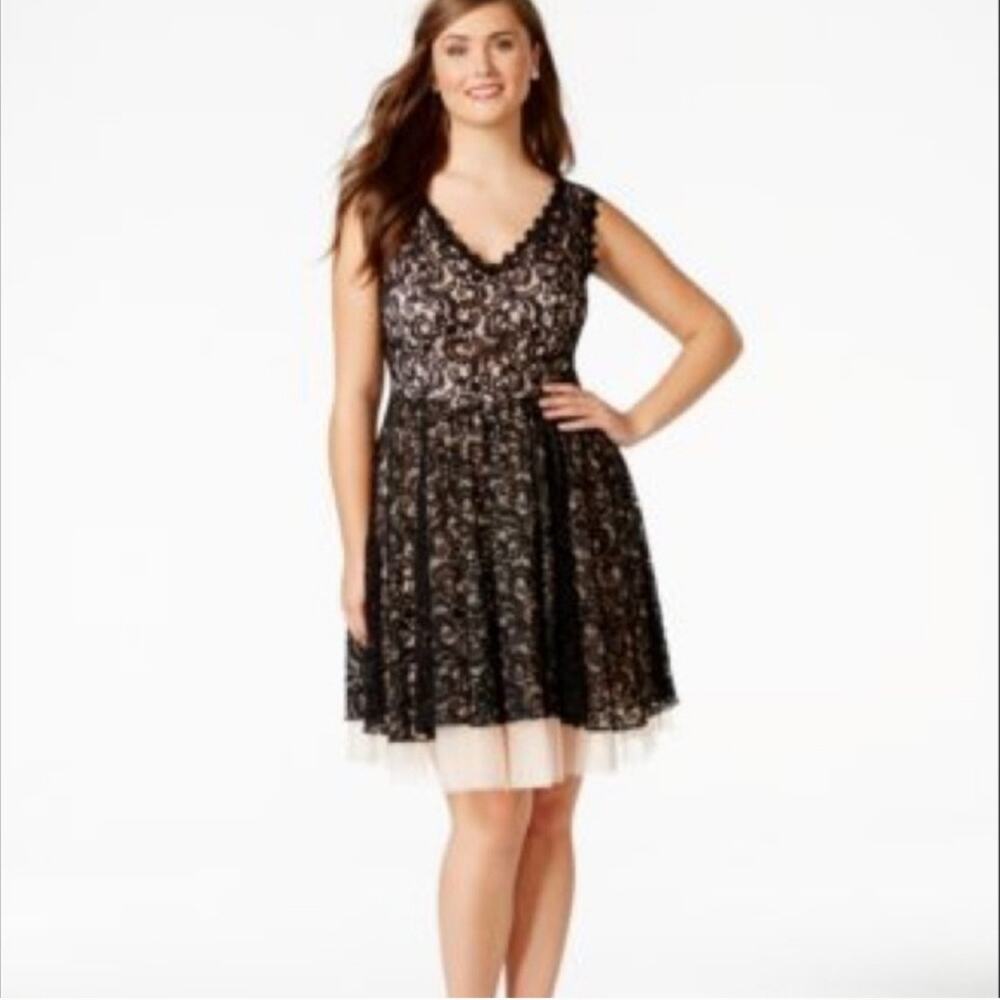 Trixxi Plus Black Lace Dress 20W Sleeveless Feminine Party Cocktail Romantic